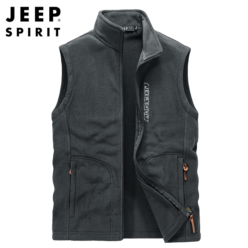 JEEP SPIRIT吉普马甲男2021秋季新款加绒坎肩马夹背心休闲户外中青年男士保暖上衣
