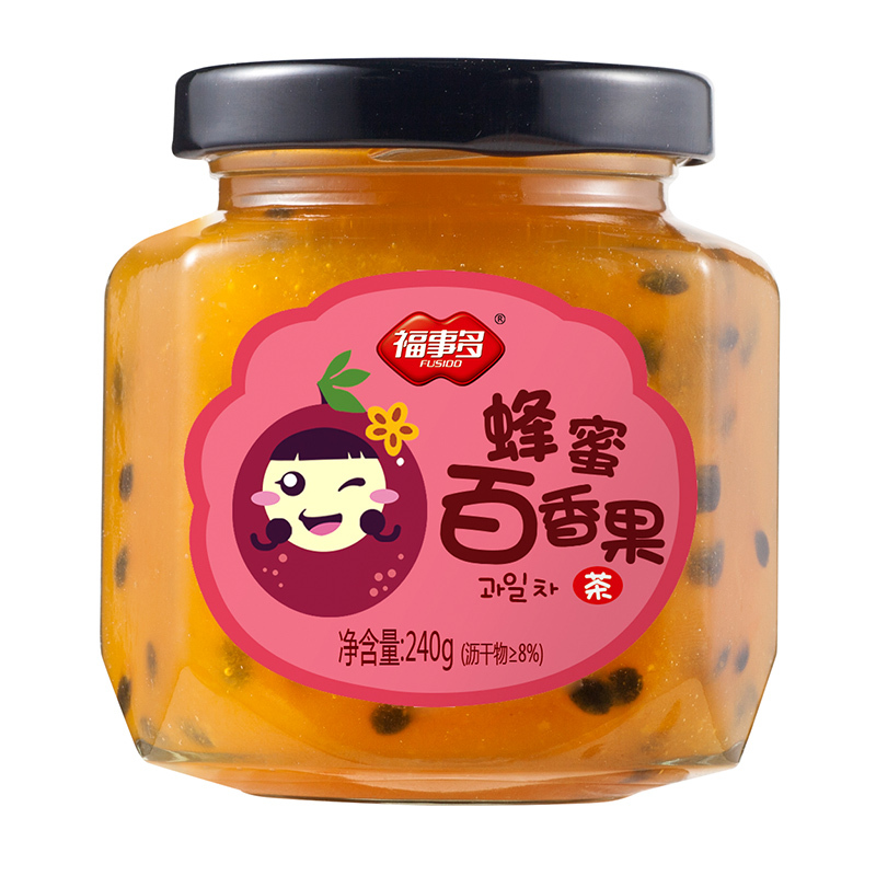福事多蜂蜜百香果茶240g/瓶 水果茶泡水喝的饮品 冲饮花果茶冲泡速溶