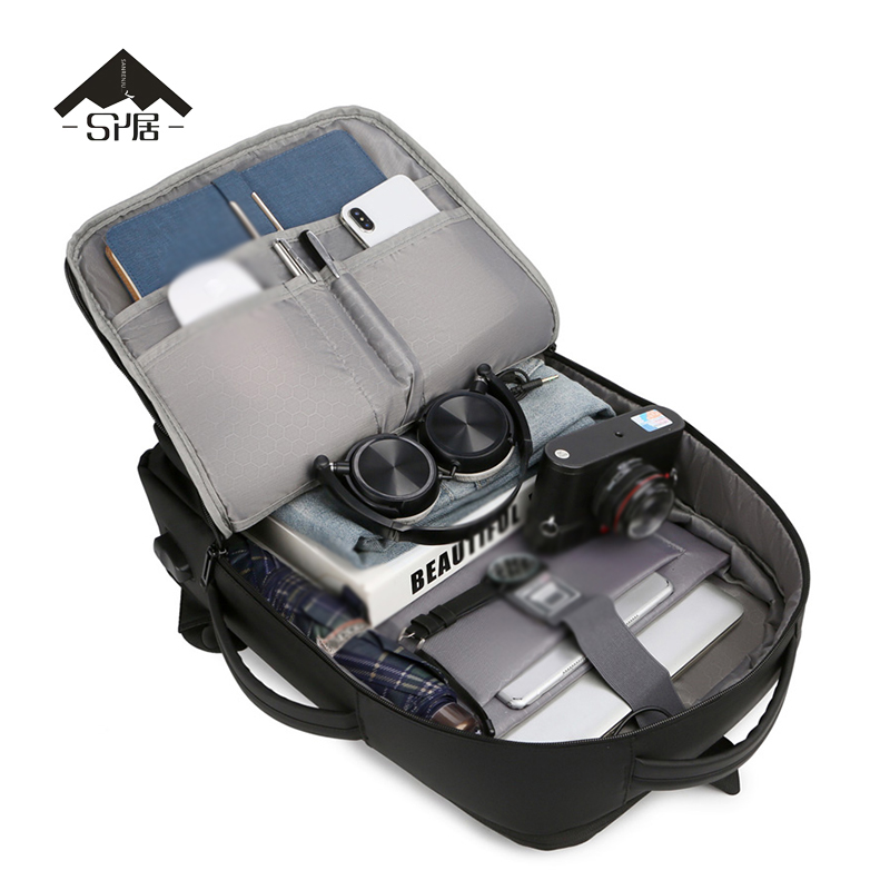 三人居 双肩包商务背包SRJ0011905/个高清大图