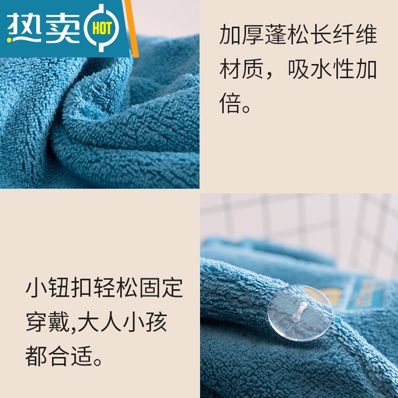 敬平干发帽吸水速干女2022新款加厚浴帽巾洗头擦头发包头毛巾帽子 加厚珊瑚绒[160g 7倍吸水]-蓝色松鼠高清大图