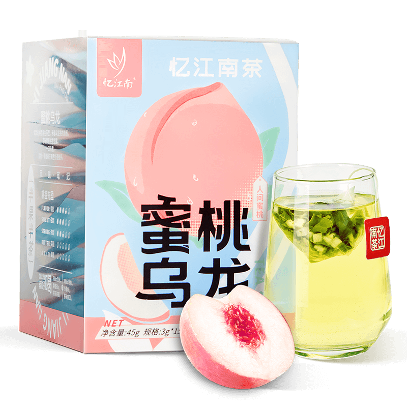 忆江南 蜜桃乌龙茶包女生桂花茶叶高山茉莉喝水饮夏天果茶冷泡 蜜桃乌龙45g*1盒
