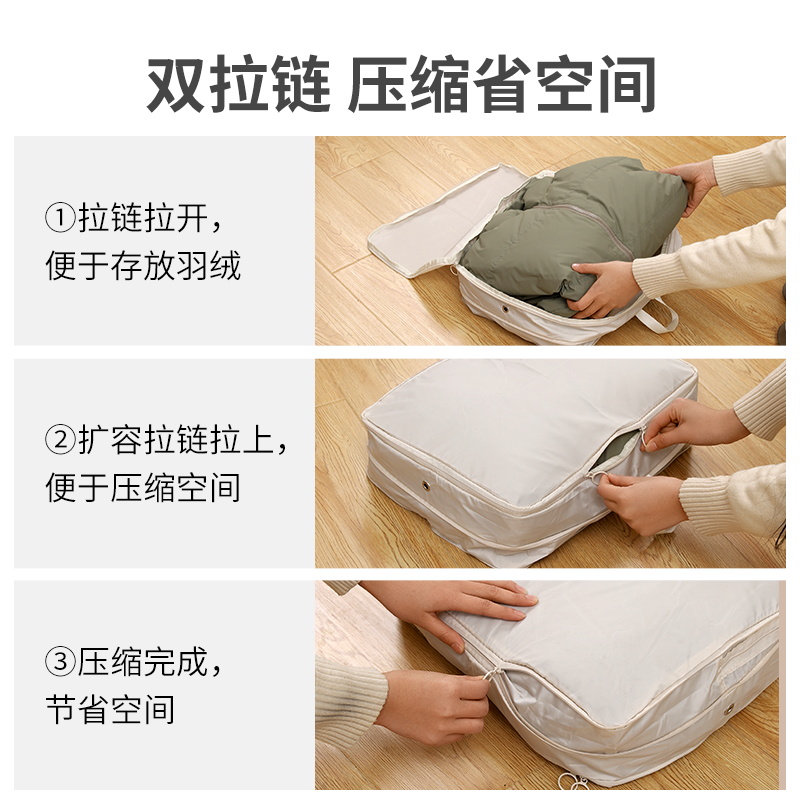 【羽绒服收纳袋】便携衣服羽绒服旅行收纳袋行李箱家用衣物整理包-樱花粉中号2个装高清大图