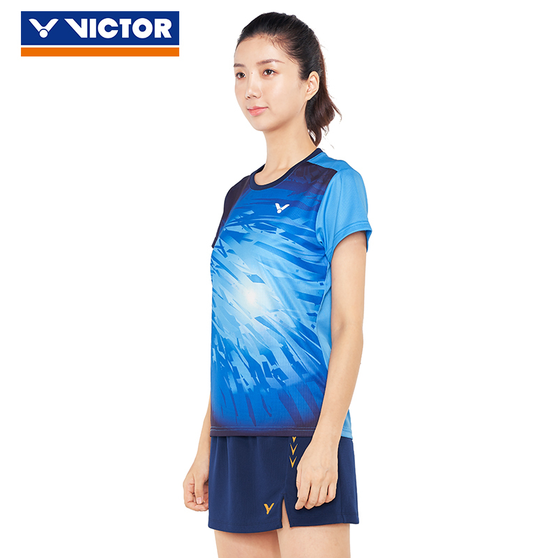 威克多VICTOR T-91002TD羽毛球服 女款马来西亚大赛系列针织短袖T恤