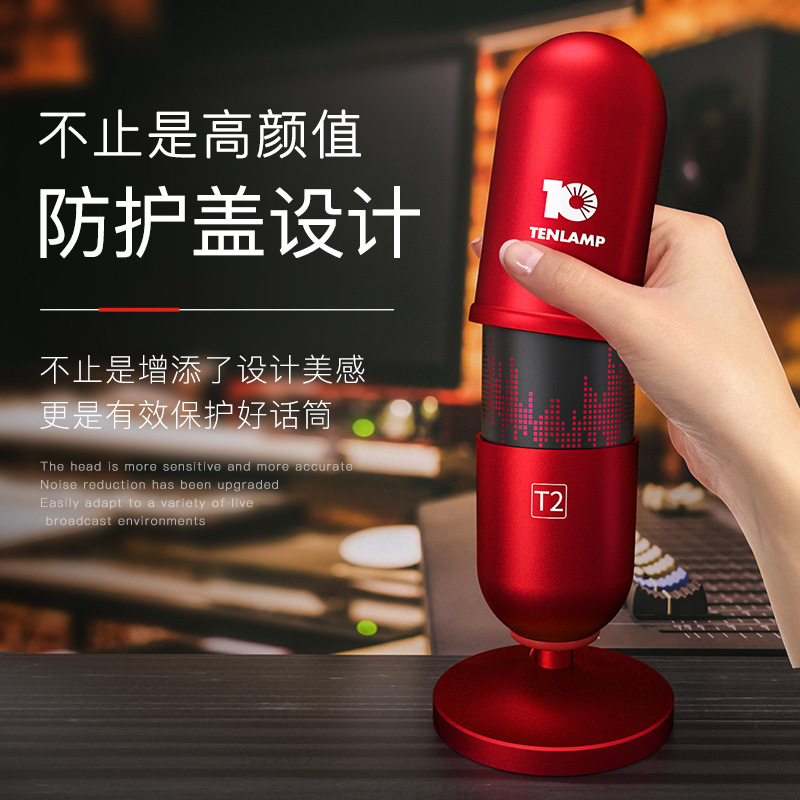 十盏灯 T2-1声卡唱歌手机专用话筒直播声卡套装设备全套K歌主播网红抖录音手机麦克风快手喊麦苹果通用