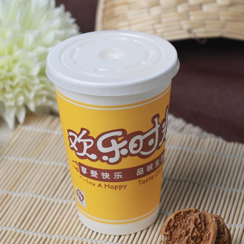 一次性豆浆杯纸杯带盖加厚粥杯奶茶杯稀饭杯打包家用商用|(16S)450ml品味人生 杯+盖+管1000套