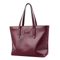 托特包女士包包2023新款手提包大包简约百搭通勤上班大容量单肩包 酒红色