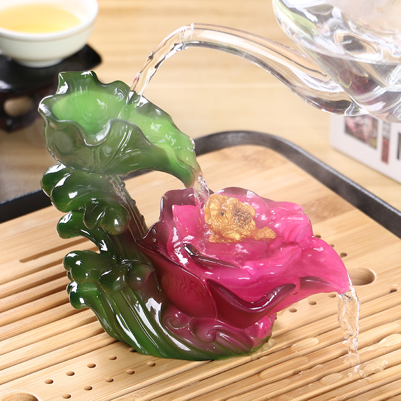 创意精品变色茶宠荷花金蟾摆件茶盘功夫茶具茶道配件饰品茶玩宠物|荷