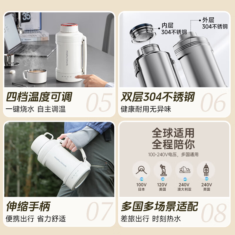 摩飞智能变温电水壶MK-A15高颜值触摸控温快速烧水便携设计高清大图