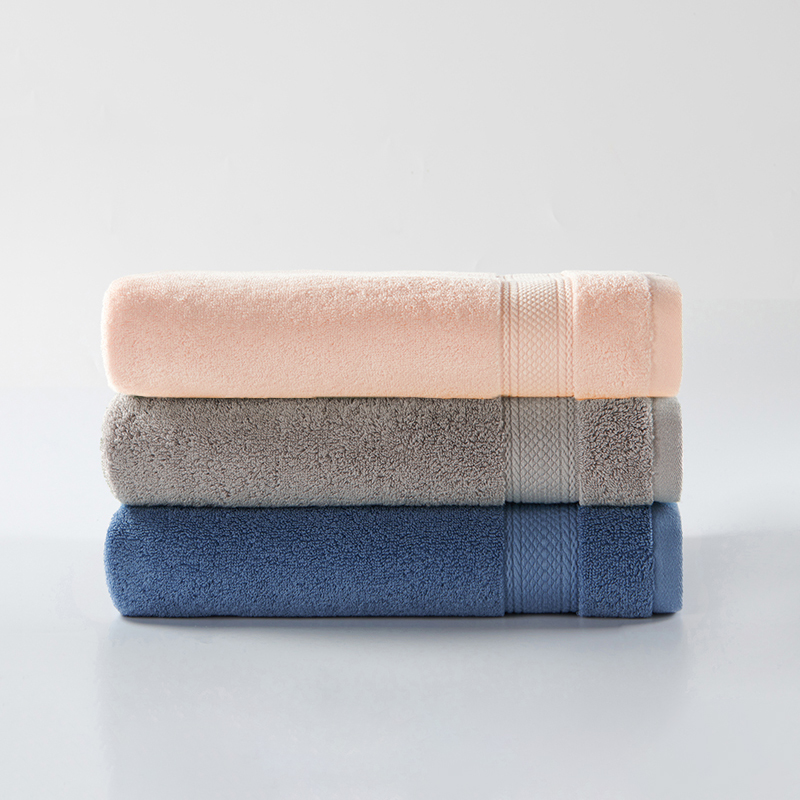 洁玉 A类禁荧光纯棉抑菌加厚超柔浴巾 450g 70*140cm (蓝色,灰色,粉色)颜色随机