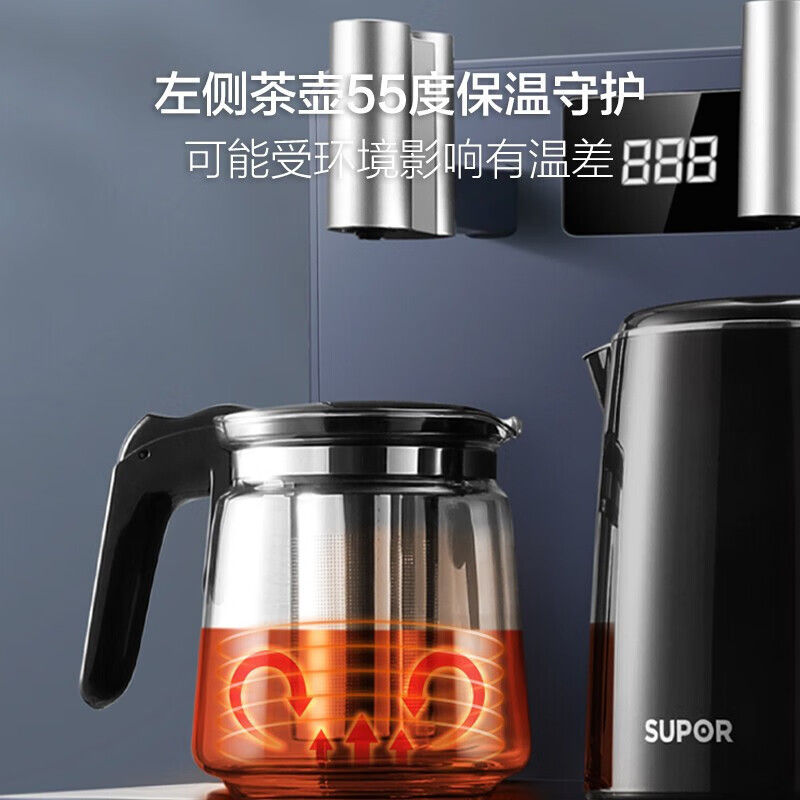 苏泊尔(SUPOR)大屏显温 五段智能控温 双壶双出水童锁保护立式多功能茶吧机SW-CBJ07高清大图
