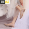 春季尖头单鞋女平底粗跟百搭时尚显脚小大码女鞋脚宽胖妹妹41-43 广赫