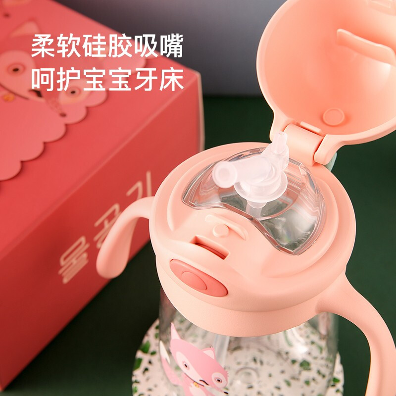 杯具熊儿童水杯幼儿园宝宝防漏吸管杯 儿童防摔防呛学饮杯 吸管杯BEDDYBEAR鳄鱼学饮杯高清大图