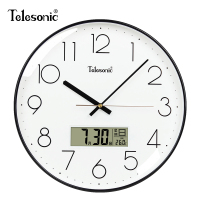 天王星(Telesonic)挂钟简约客厅静音时钟挂表时尚北欧艺术轻奢装饰创意石英钟表挂墙钟 12英寸黑色【直径30.5厘米】静音机芯+365天质保