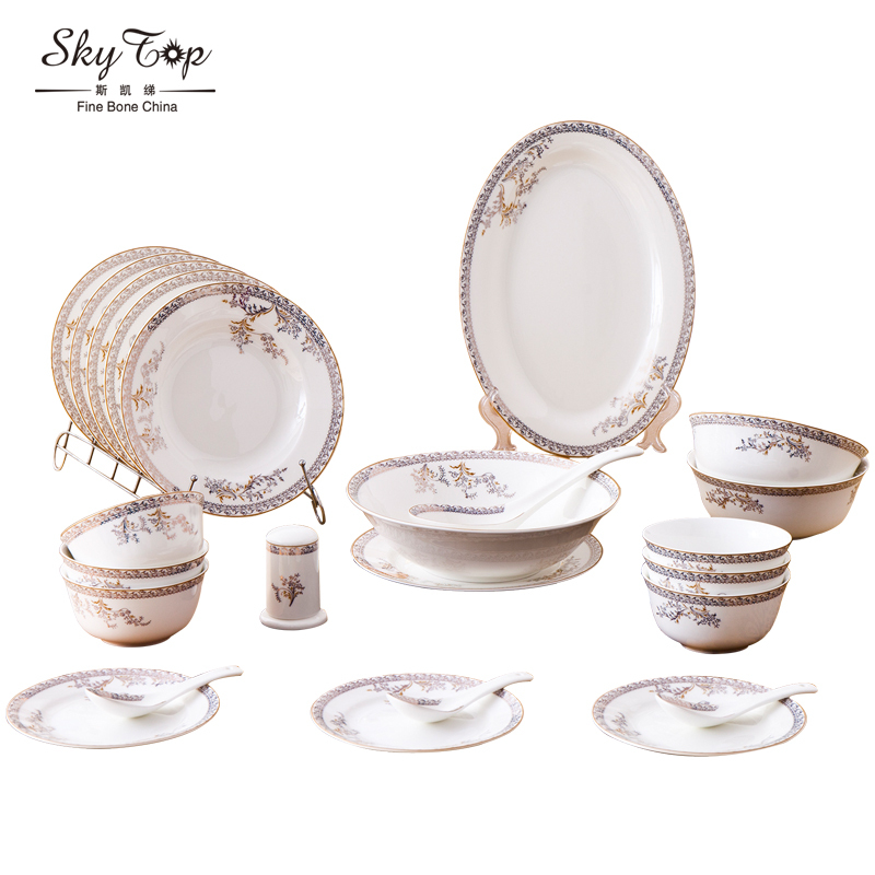 斯凯绨（Sky Top） 餐具套装碗盘碟碗筷陶瓷骨瓷36头天鹅湖