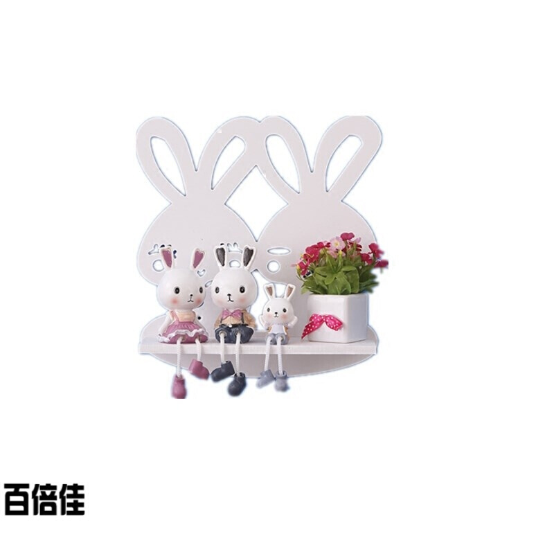 新款创意欧式创意卧室客厅壁挂墙面搁物架墙壁花架兔子墙上装饰置物架(不含饰品)壹德壹