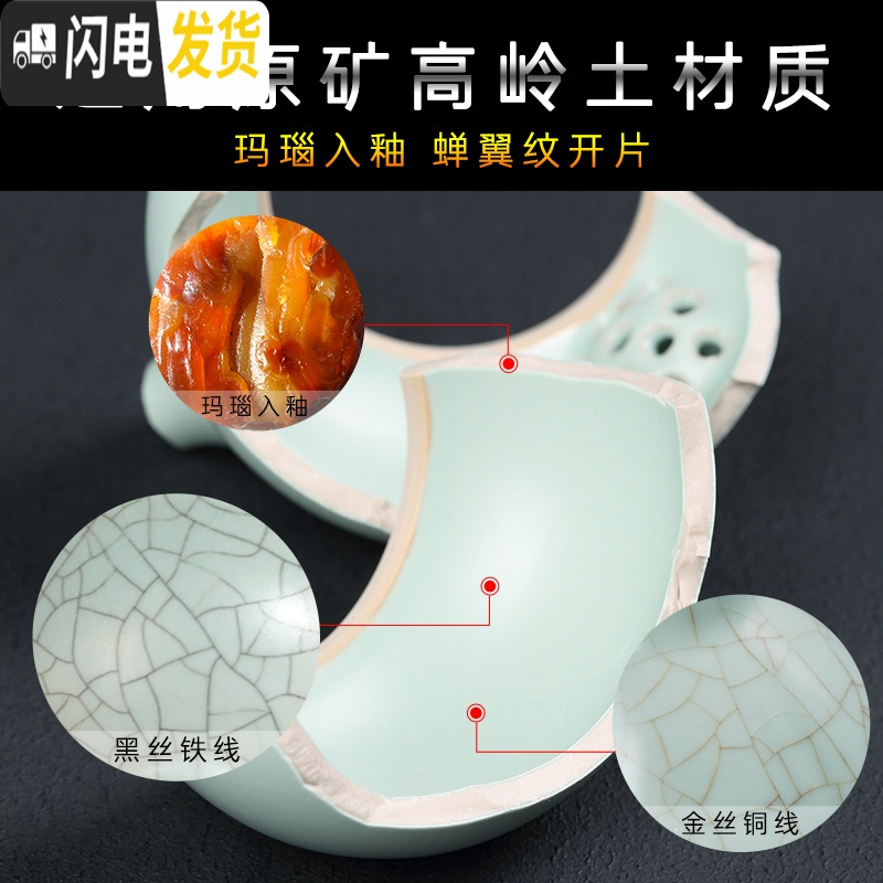 三维工匠开片可养汝窑茶杯主人杯小陶瓷功夫茶具家用汝瓷品茗杯个人杯单杯 玉兰杯(40)