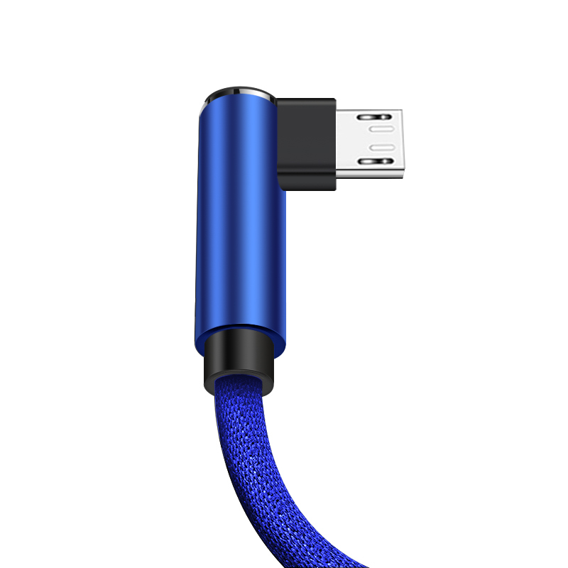 纽曼(Newmine)MicroUSB 安卓数据线 电源线双弯头游戏L型快充充电线 蓝 华为/小米/三星/魅族等安卓手机