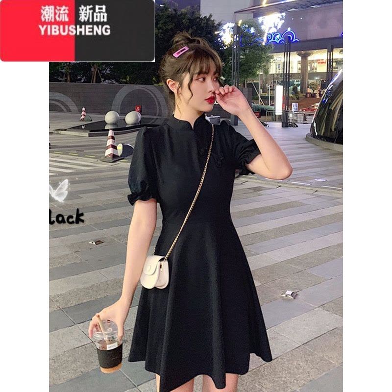 YIBUSHENG红色设计感盘扣裙子2022款改良旗袍复古收腰显瘦茶歇法式连衣裙图片