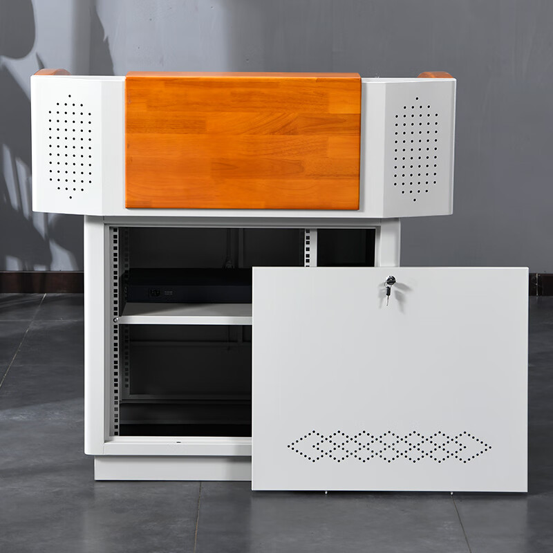 科野 多媒体教师讲台班班通演讲台钢制多功能老师讲桌可翻转电脑桌中控 钢面高清大图