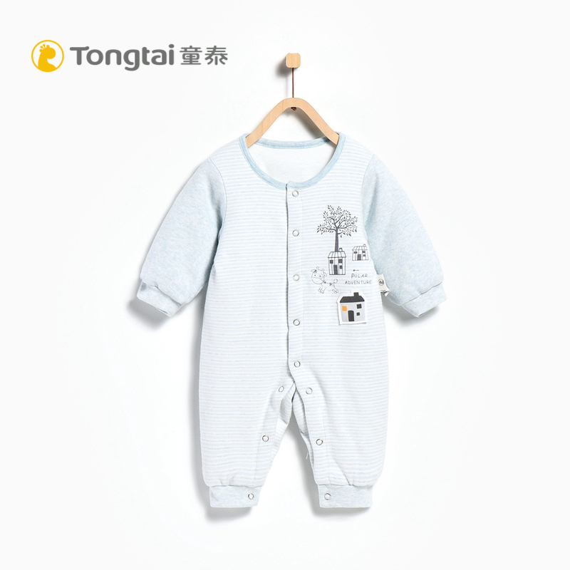 童泰TONGTAI冬季婴儿纯棉闭裆薄棉哈衣1-18月宝宝棉衣爬服婴幼儿通用73cm