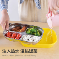 日本泰福高宝可梦皮卡丘餐盘304不锈钢学生饭盒4分格防烫手可注水加热餐盒