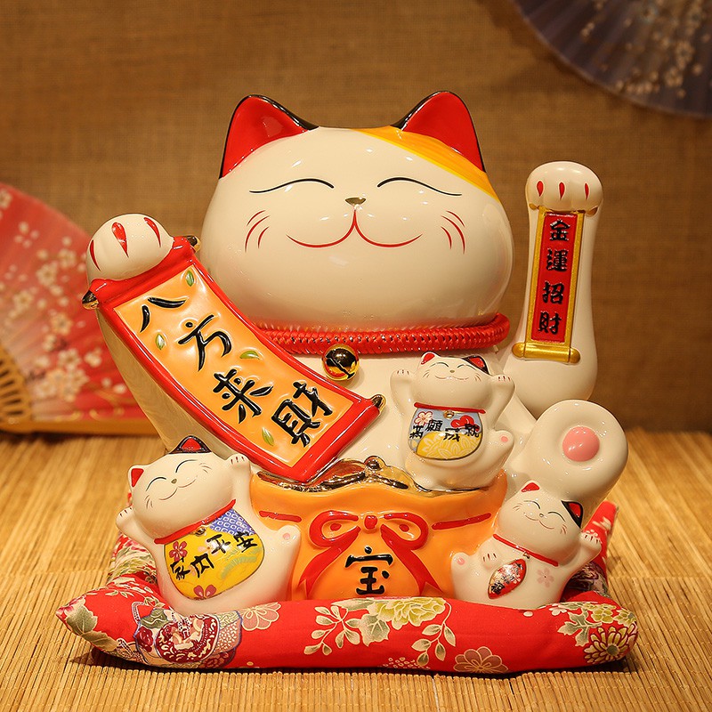 摇手猫摆件 开业创意贺礼品自动招手店铺收银台家居摆件 三维工匠 十一寸金运福锤(摇手猫)猫高清大图