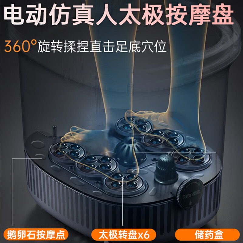 泰昌Taicn泡脚桶紫外线杀菌加高深桶全自动电动按摩足浴盆智能恒温泡小腿足疗脚足底洗脚盆送爸妈长辈TC-2023高清大图