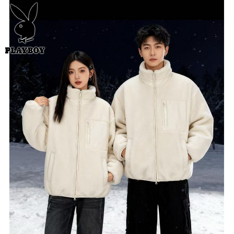 花花公子新款高品质新国标90绒质检 羊羔绒羽绒服男港风宽松中性情侣可二开A270-P215高清大图