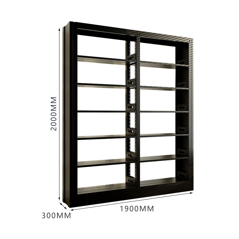 臻远ZY4072607 钢制书架资料架 单面6层一列二组黑色 1900*300*2000mm高清大图