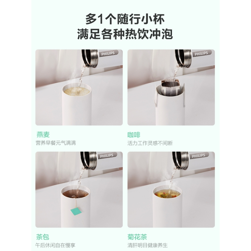 飞利浦二合一保温杯316不锈钢便携大容量随行恒温保冷水杯AWP2755高清大图