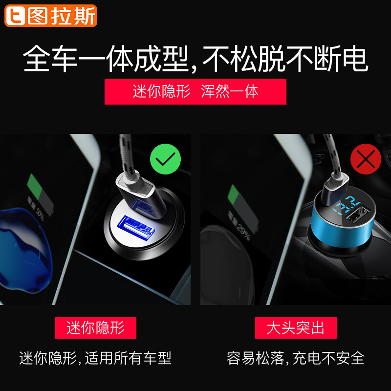 车载充电器车充汽车用USB点烟器插头5a快速手机多功能快充转换24v