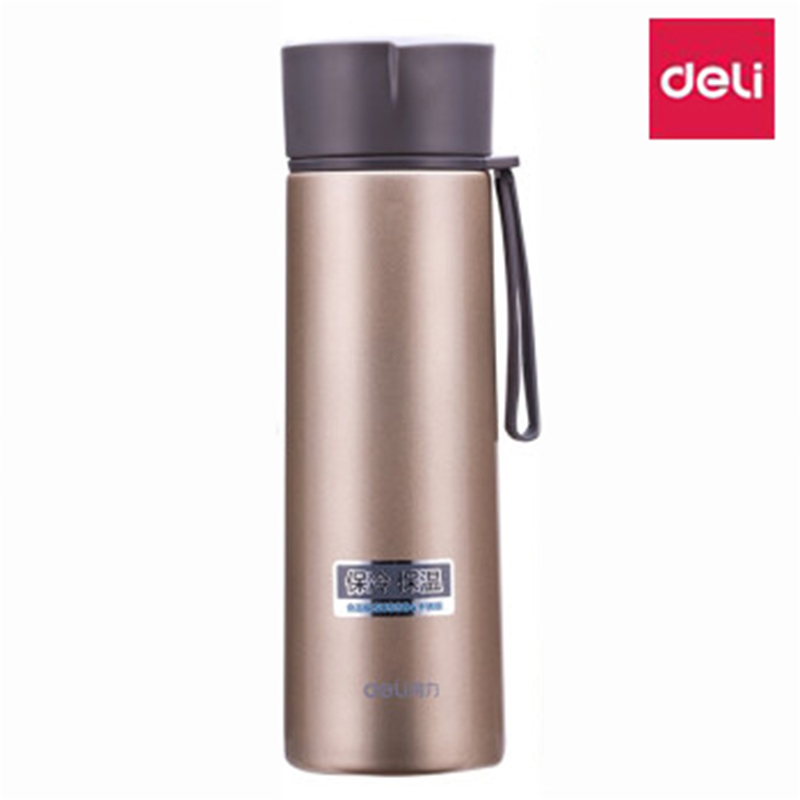 得力(deli)6125 真空不锈钢保温杯水杯 450ml 香槟色
