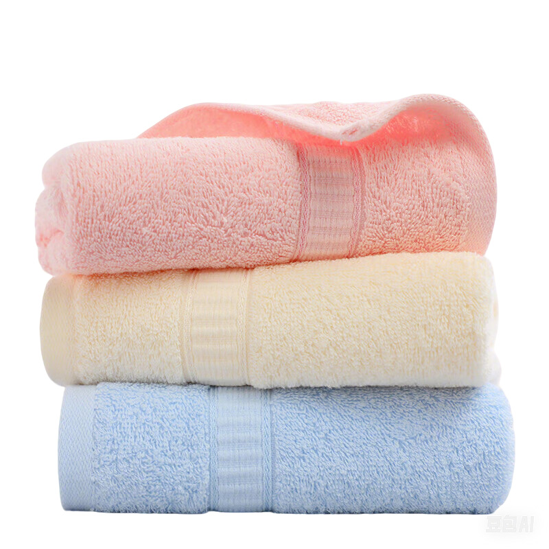 洁丽雅(Grace) 6717 纯棉缎档洗脸巾 3条装 (单位:条) 粉色/黄色/绿色