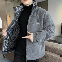 棉衣男士秋冬季2022新款加绒加厚棉袄潮牌男生羽绒棉服羊羔绒外套