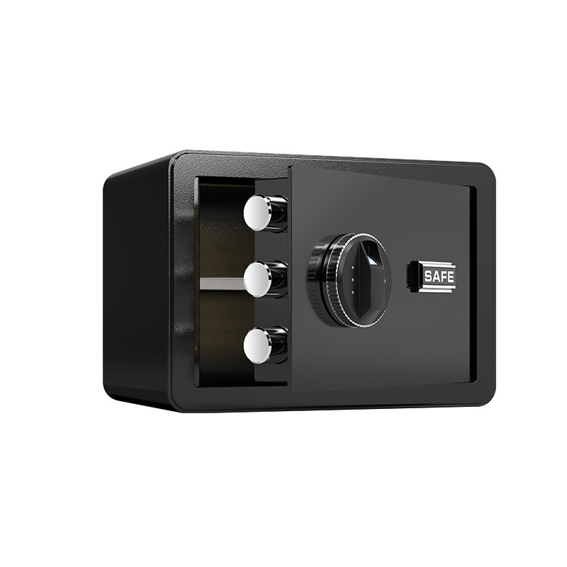 臻远 ZY40618087 小型保险柜密码保险箱全钢防盗保管箱 25cm黑色指纹密码款高清大图