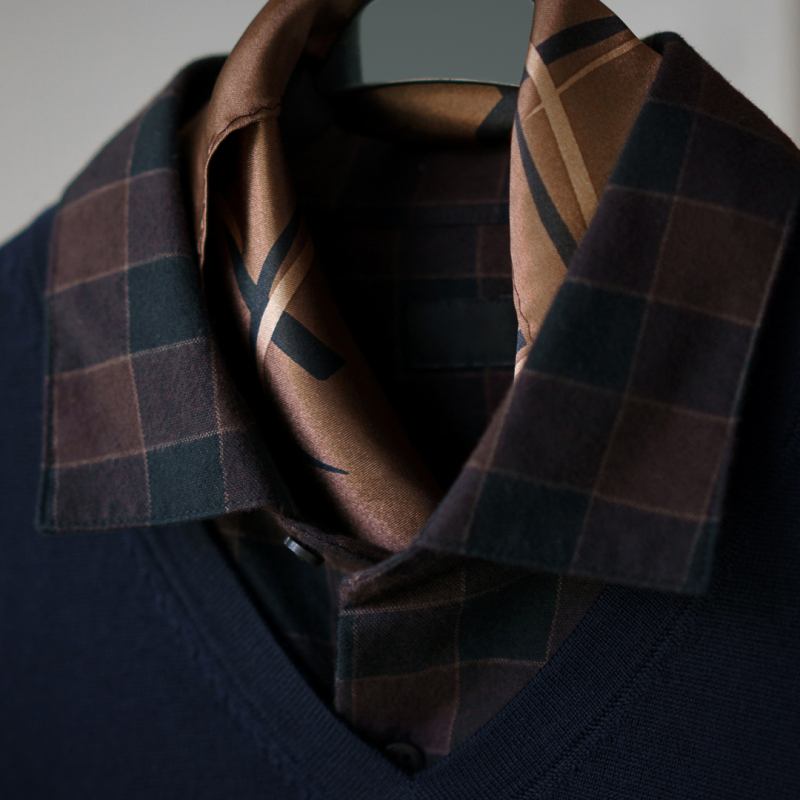 盛世尼曼复古男士丝巾小方巾扣英伦衬衫领巾小围巾百搭美式