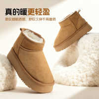 猪猪侠GG-BOND儿童反绒皮雪地靴女冬季新款保暖棉鞋亲子款短筒靴