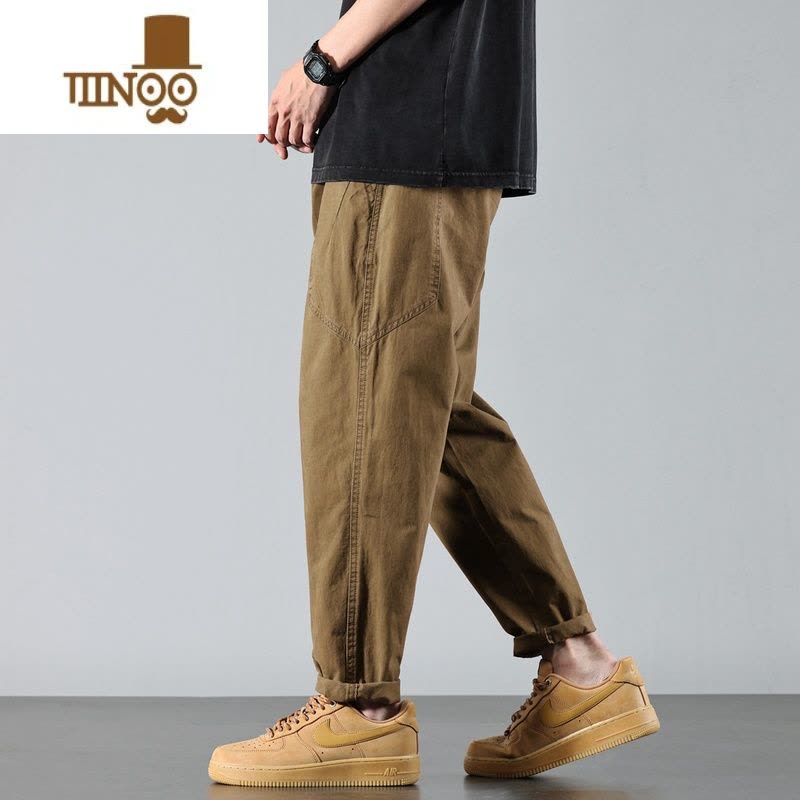 YANXU潮牌微锥哈伦工装休闲裤子男款2023夏季薄款长裤松紧腰男裤潮图片