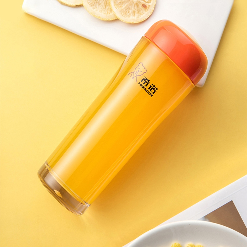 希诺(heenoor)塑料杯带盖创意便携水杯可爱学生太空杯户外运动透明