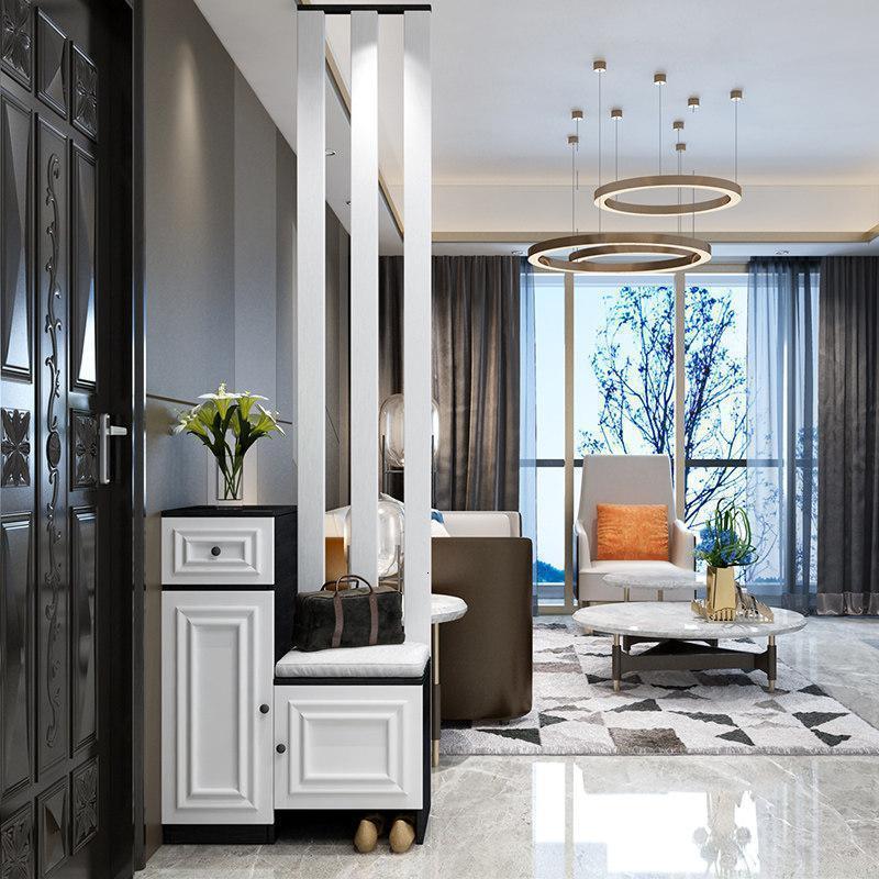 森美人进鞋柜玄关柜一体客厅屏风简约现代隔断置物架 柜厅装饰玄关 【包覆门】700mm黑橡木色+浮雕白色组装框架结构