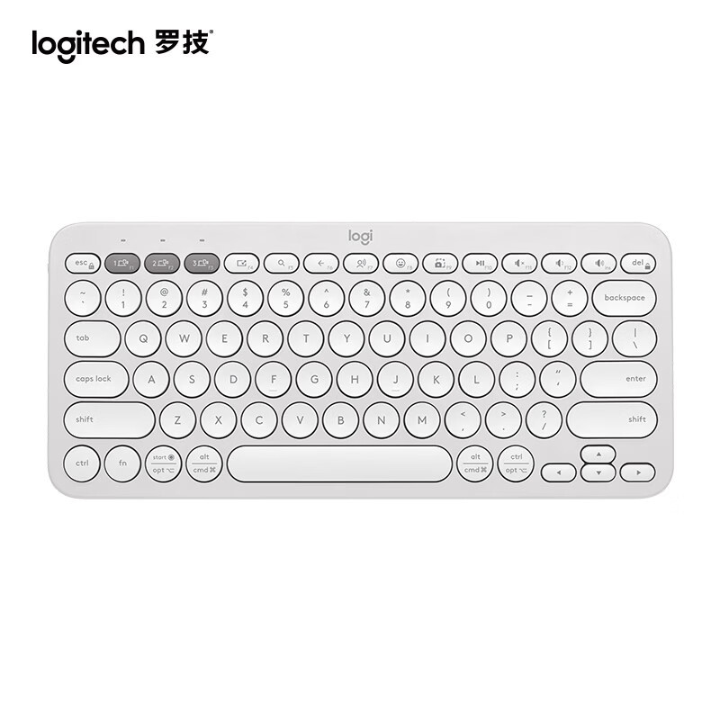 罗技(Logitech)时尚系列K390蓝牙无线办公键盘 新升级 超长续航 三屏切换 超薄便携 白色 79键