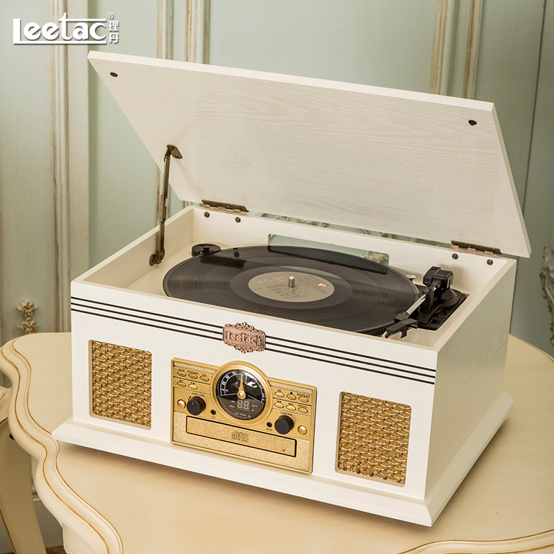 理丹(LEETAC) L5202 迷你/组合音响 复古留声机CD音响仿古台式黑胶唱片机收音机 电唱机蓝牙音箱