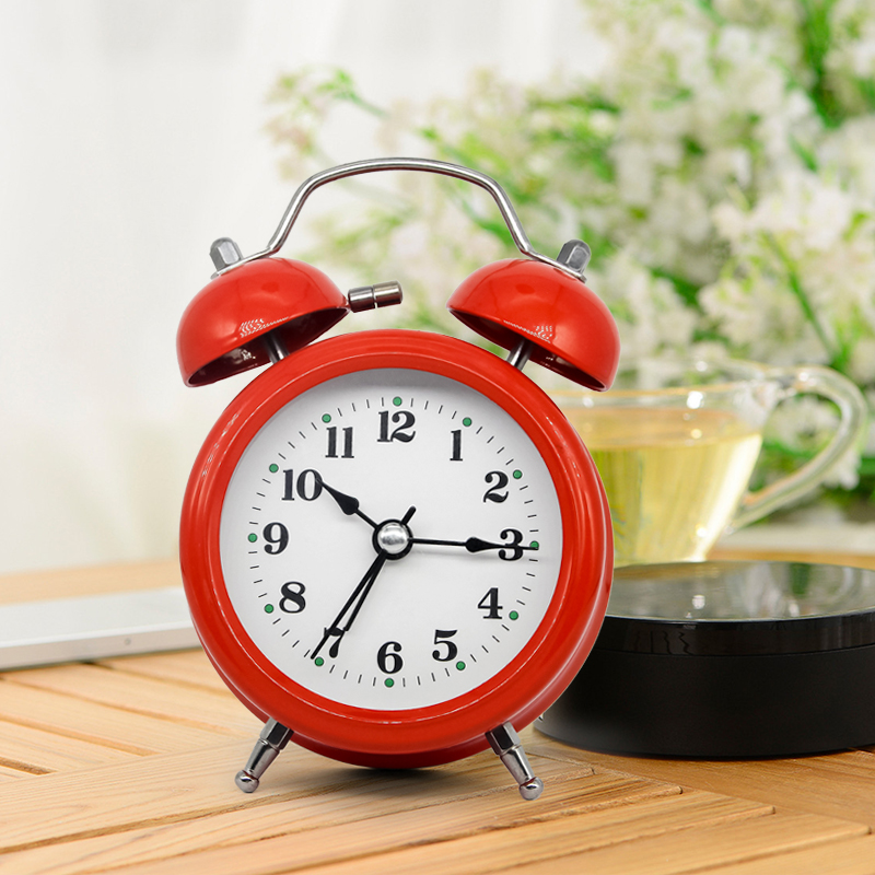 金属打铃小闹钟超大铃声学生用静音床头懒人简约儿童夜光卡通闹铃参数