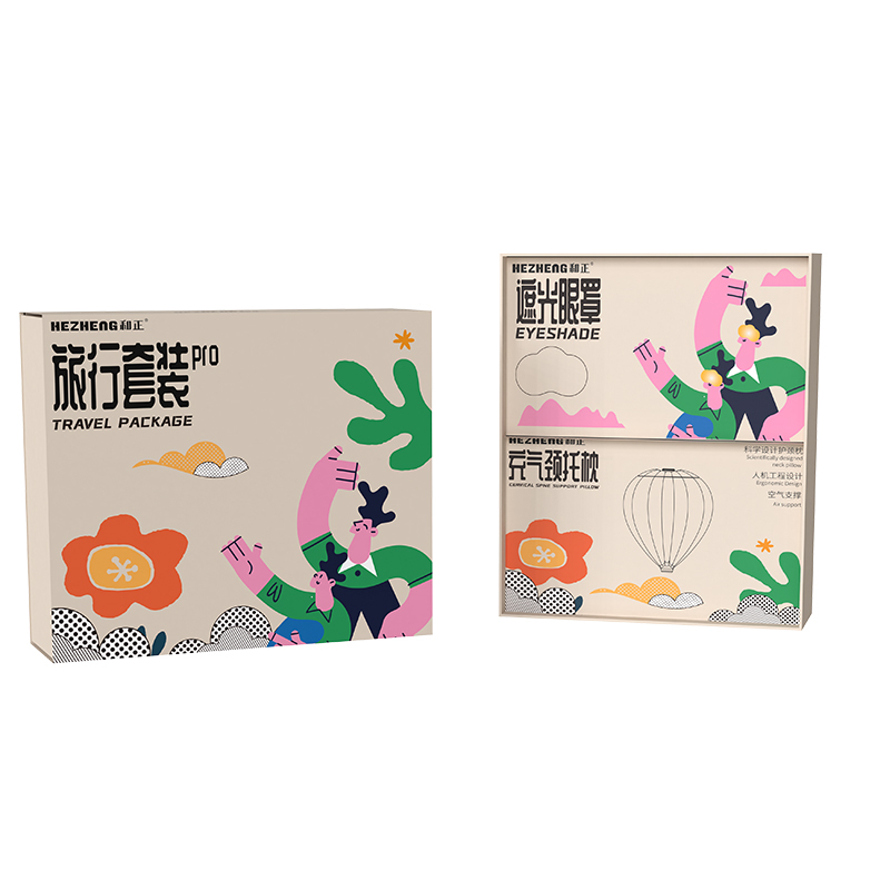 和正旅行套装 遮光眼罩充气魔术贴护颈颈托 便携收纳 家用差旅出行礼盒 HZ-LX-3!高清大图