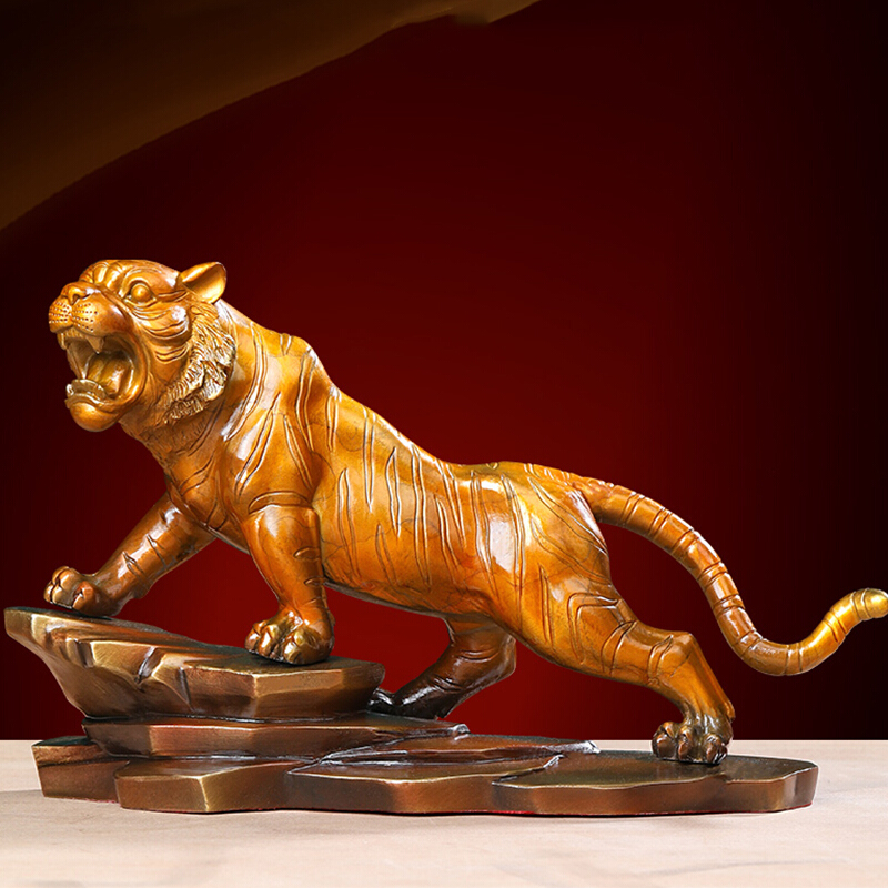 礼氏嘉新中式虎啸山河全铜老虎摆件客厅办公室酒柜装饰十二生肖虎铜