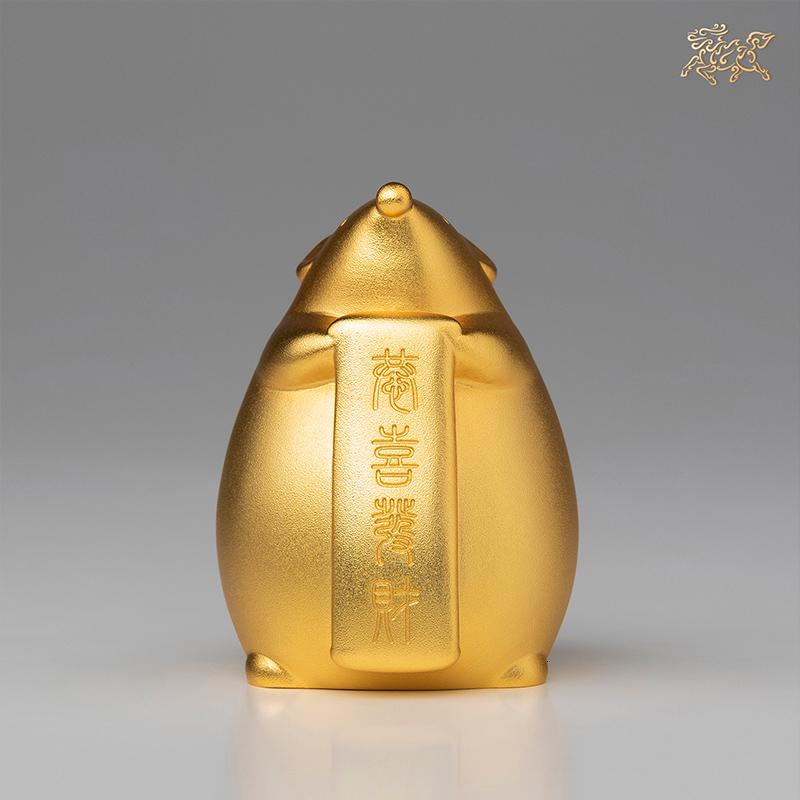 美帮汇全铜摆件《鼠年恭喜发财(真金鎏镀)》 家居饰品 摆件高清大图