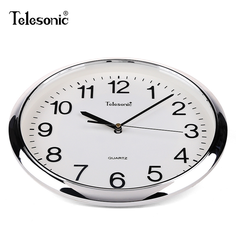天王星(Telesonic)静音石英钟 卧室书房圆形时钟 现代居家客厅挂钟 会议室简约时尚壁钟