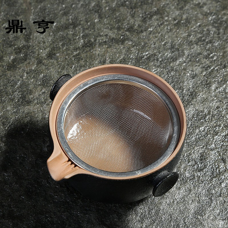 鼎亨黑陶茶壶陶瓷小茶壶单壶日式功夫茶具侧把壶手抓茶壶粗陶小提
