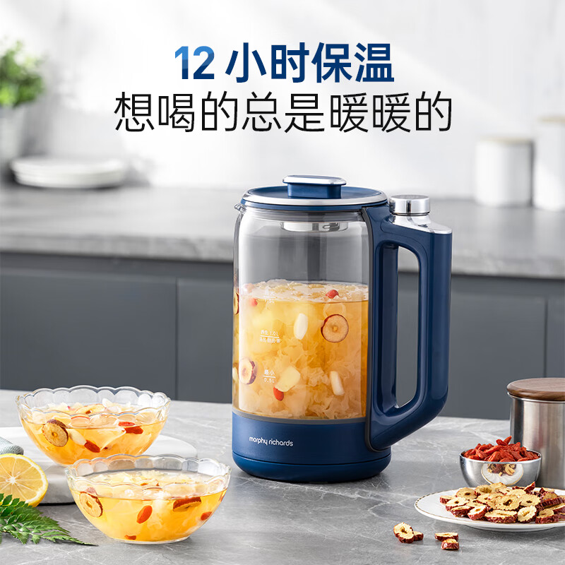 摩飞电器(Morphyrichards)养生壶 煮茶器多段变频烹煮智能菜单 玻璃壶1.5L大容量 MR6089白色高清大图