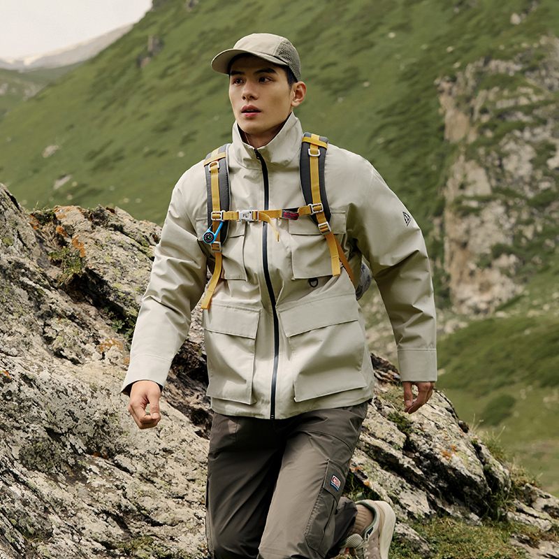 361°冲锋衣男新款男士防水立领硬壳冲锋衣户外运动登山服高清大图